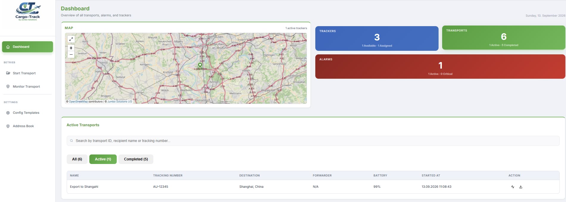 Start - Nederlands 11 screenshot dashboard cargo track 3 EN 2
