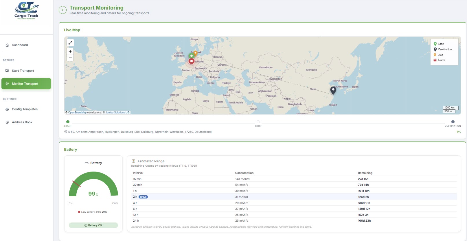 Start - Nederlands 12 screenshot dashboard cargo track monitor transport 3a EN 1
