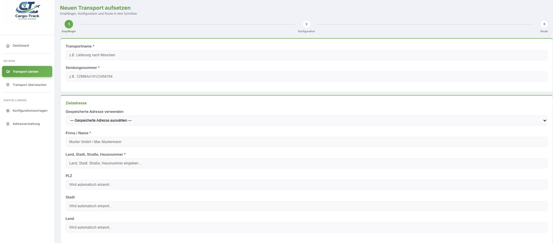 screenshot dashboard cargo track waypoints 5 DE